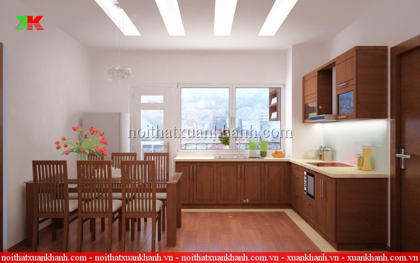 Mẫu tủ bếp đẹp cho phòng ăn nhỏ
