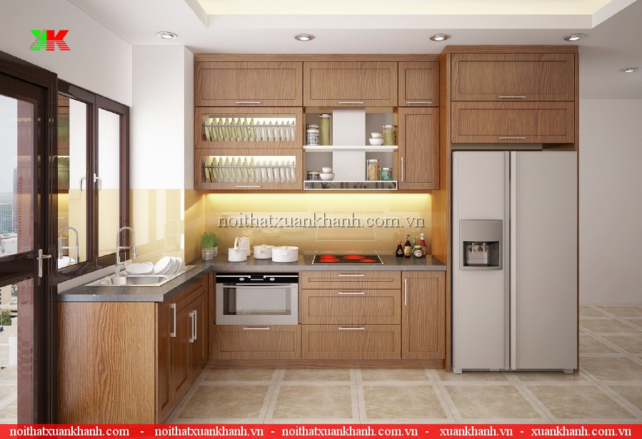 Mẫu tủ bếp đẹp cho phòng ăn nhỏ